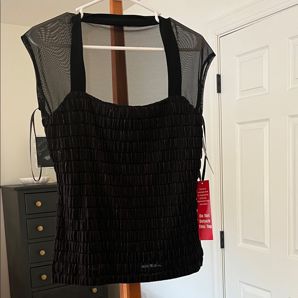 Connected Apparel Black Textured Top